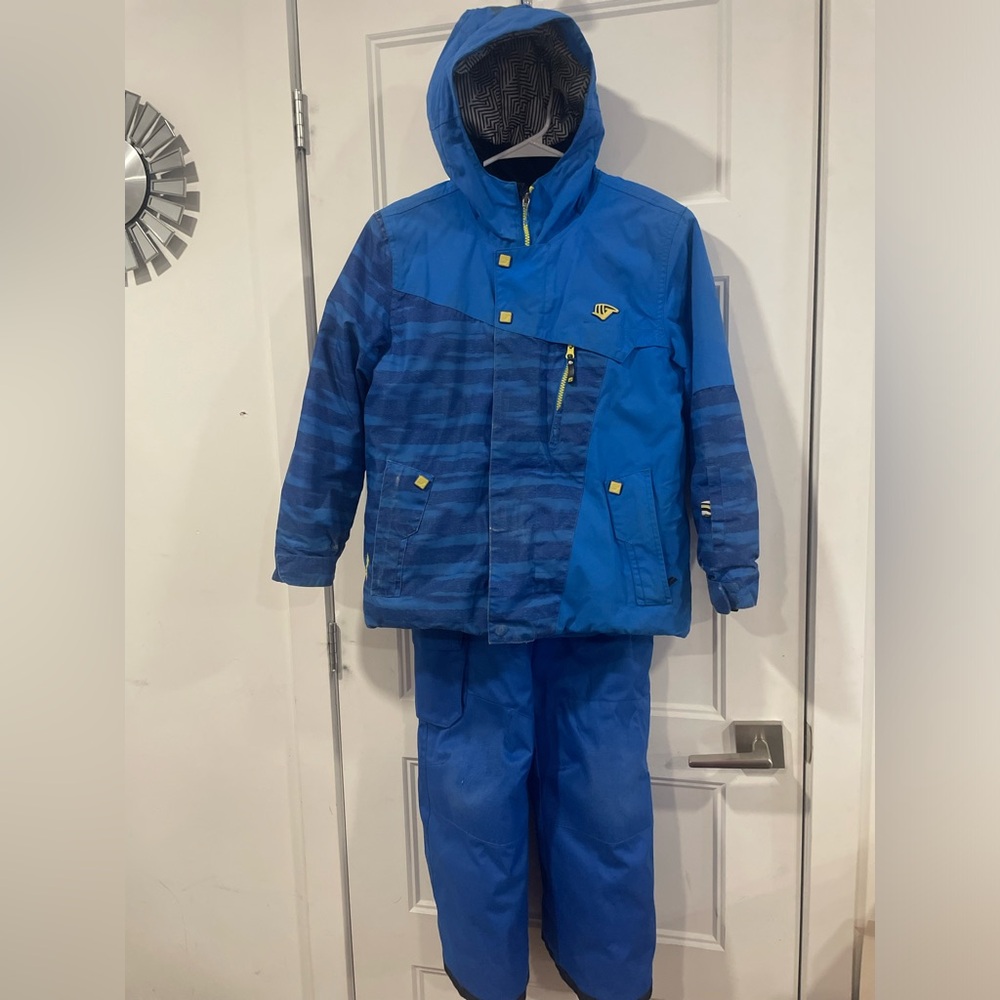 JOFF Vibrant Blue/Navy/Yellow Patterned SnowSuit SET for boys Size 8y